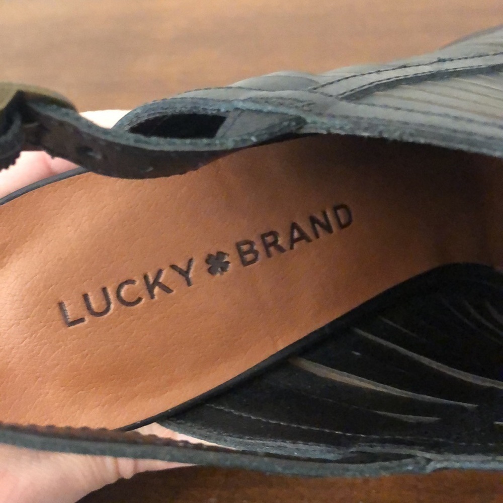 Lucky Brand Black Leather Slingback Sandals Size 8 - Picture 9 of 11